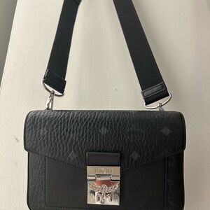 MCM Black Textured Leather Shoulder Bag